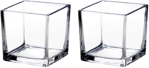 Square Glass Vases, 2 pk 5" - Lot 444