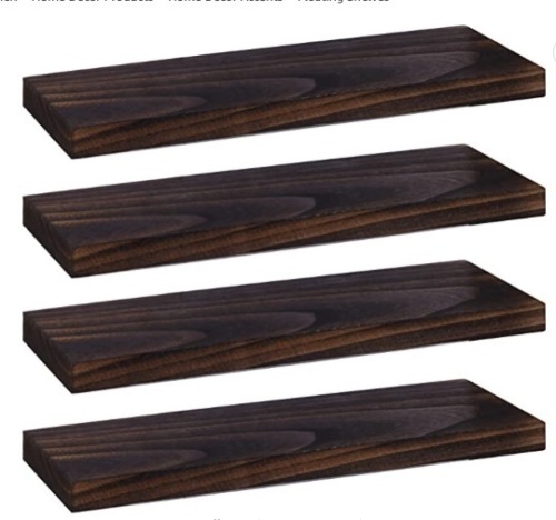 Set of 4 Wood Floating Shelves Wall Mounted, 17"x6" - Lot 190