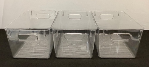 3 pk Clear Plastic Bins - Lot 254