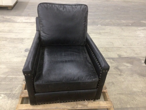 Pottery Barn Leather Chair, No Feet - Lot 196