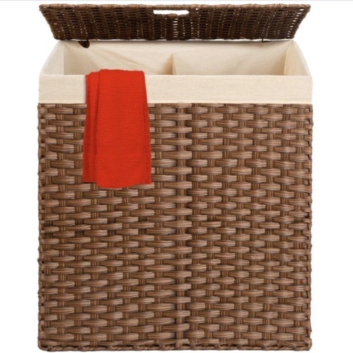 Double Laundry Hamper Basket w/ Easy Assembly, Liner Bag - Lot 609