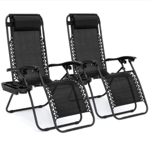 Set of 2 Adjustable Zero Gravity Patio Chair Recliners w/ Cup Holders - Lot 191