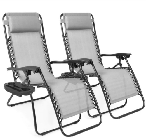 Set of 2 Adjustable Zero Gravity Patio Chair Recliners w/ Cup Holders - Lot 415