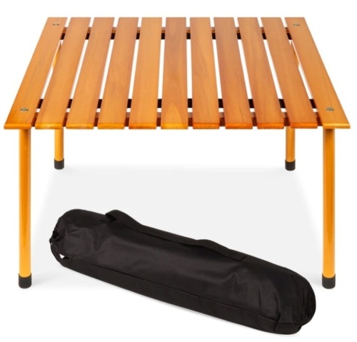 Foldable Indoor Outdoor Wooden Table w/ Carrying Case - 28x28in - Lot 159