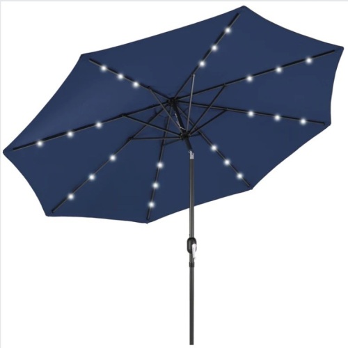 Solar LED Lighted Patio Umbrella w/ Tilt Adjustment, UV-Resistance - 10ft - Lot 559