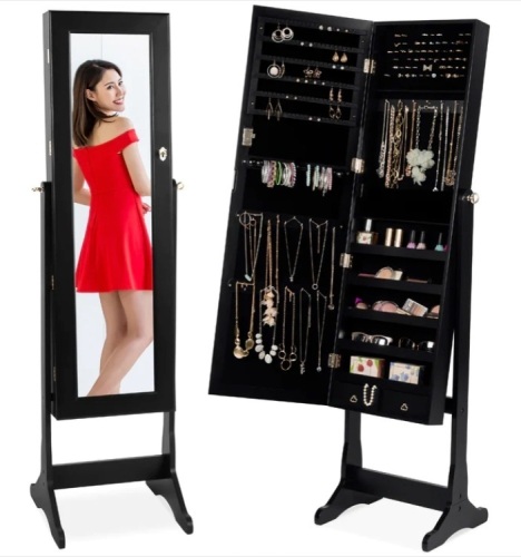 Full Length Standing Jewelry Mirror Armoire w/ Velvet Interior - Lot 615