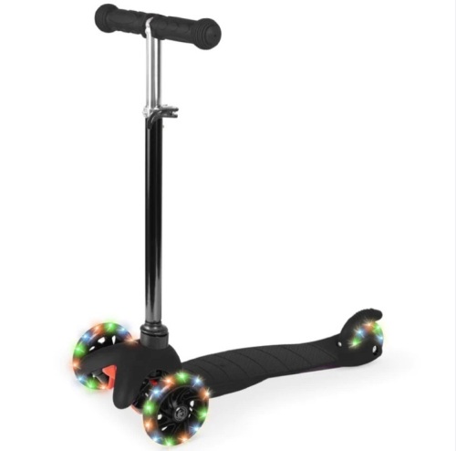 Kids Mini Kick Scooter Toy w/ Colorful Light-Up Wheels, Adjustable T-Bar - Lot 323