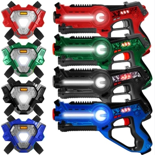 Set of 4 Infrared Laser Tag Blasters and Vests for Kids & Adults - Lot 324