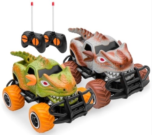 Lot of (3) Boxes of 2pk 27MHz Mini Toy Dinosaur RC Remote Control Cars w/ 9mph Max Speed - Lot 379