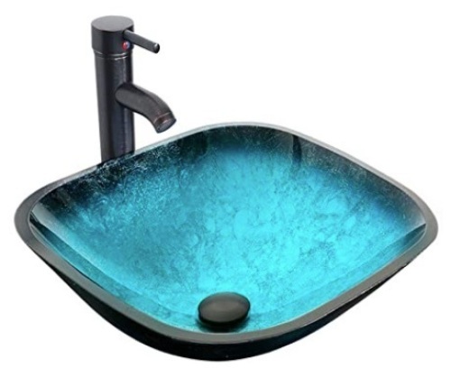 eclife Turquoise Square Bathroom Sink, E-Commerce Return, Sold as is - Lot 56