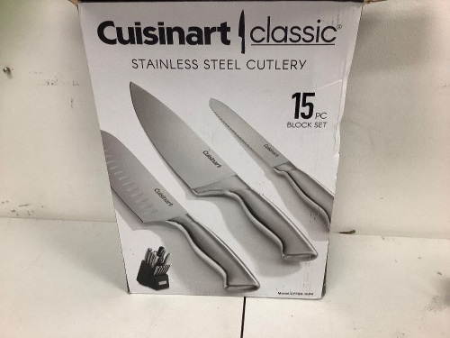 15pc Cuisinart Stainless Steel Cutlery Set w/ Block, E-Commerce Return, Sold as is - Lot 339