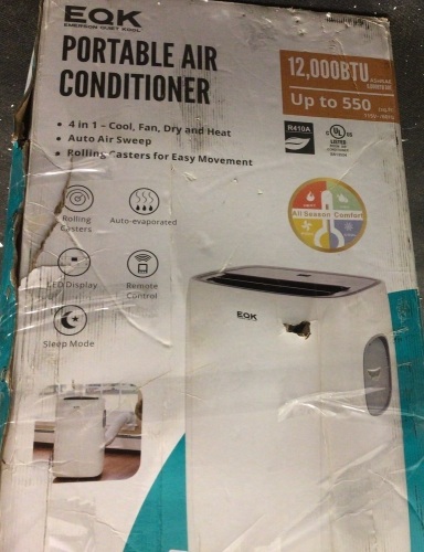 EQK Portable Air Coniditioner, New with Damage - Broken Wheel - Lot 126