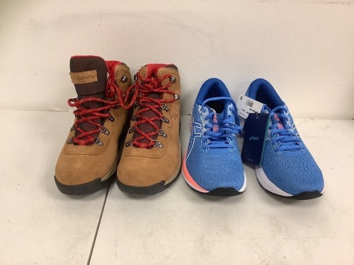 Lot of (2) Womens Shoes, Columbia Boots 8, Asics Blue 8, Appears New, Sold as is - Lot 71
