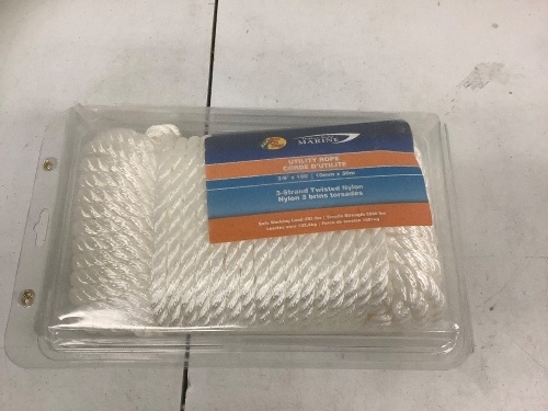 Utility Rope 3/8" x 100' 3-Strand Twisted Nylon, E-Comm Return, Sold As-is - Lot 293