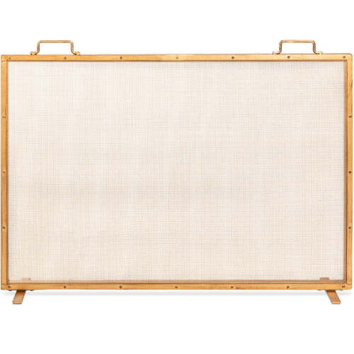 Single Panel Handcrafted Steel Mesh Fireplace Screen w/ Handles - Lot 2672