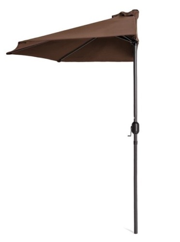 Half Patio Umbrella w/ 5 Ribs, Crank - 9ft - Lot 107