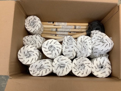 20 Rolls Toilet Paper, 7 Wooden Plunger Handles, 1 Toilet Wand & 1 Soap - Lot 189