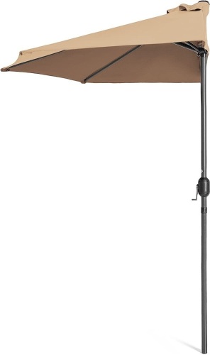 Half Patio Umbrella w/ 5 Ribs, Crank - 9ft - Lot 545