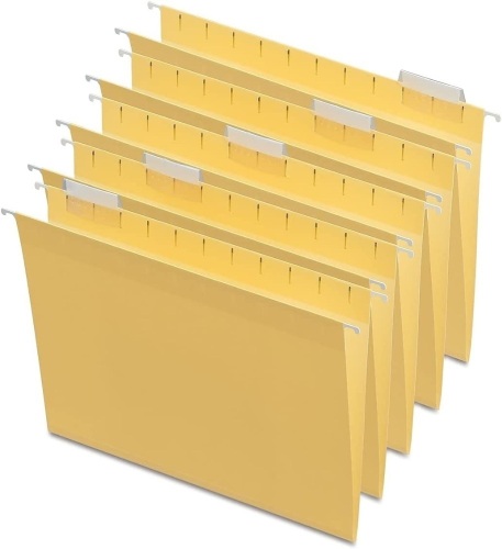 Pallet of Hanging File Folders, 5-Tab, Letter Size, Yellow - Lot 179