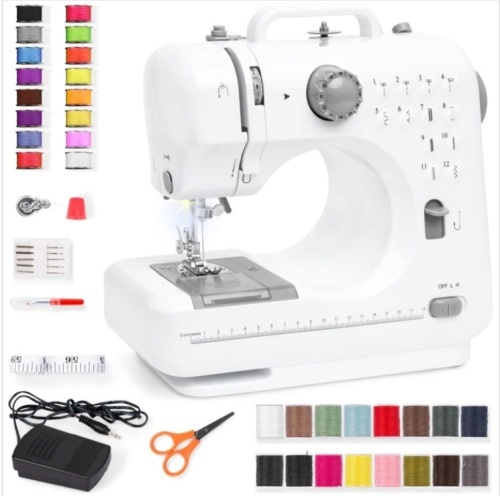 6V Portable Foot Pedal Sewing Machine w/ 12 Stitch Patterns - Lot 442