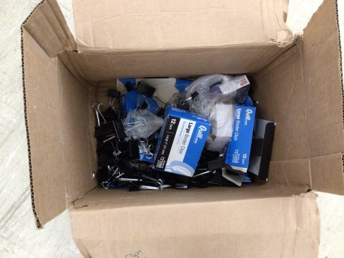 Box of Binder Clips, Paper Clips & File Folders - Lot 297