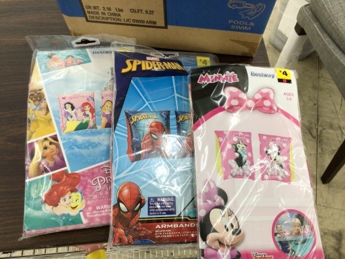 Box of Assorted Character Kids Inflatable Arm Floats - Lot 454