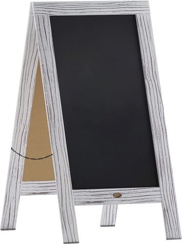 HBCY Creations 40" x 20" Whitewashed Wood A-Frame Chalk Board Sign - Lot 313