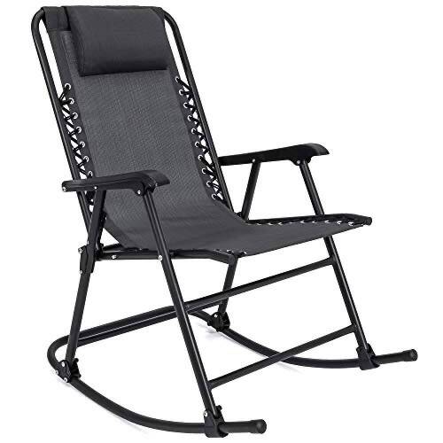 Foldable Zero Gravity Rocking Mesh Patio Lounge Chair w/Headrest Pillow - Lot 356