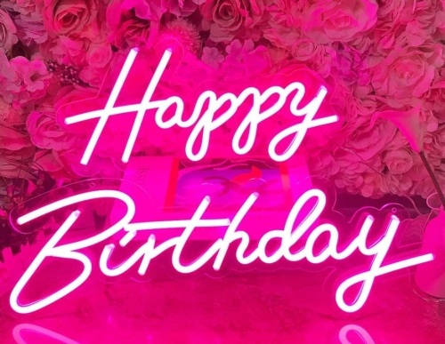 LED Happy Birthday Neon Sign  - Lot 465