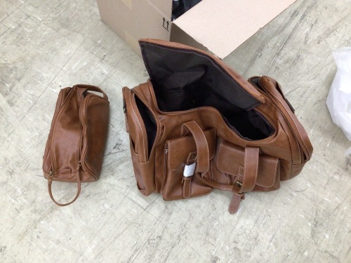 Leather Duffle Bag w/ Toiletry Bag - Lot 494