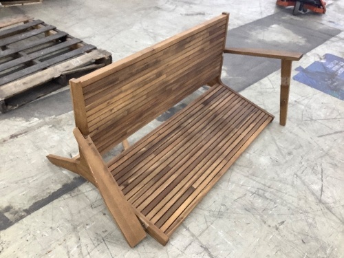Wooden Bench with Cushions, Needs Repaired - Lot 179