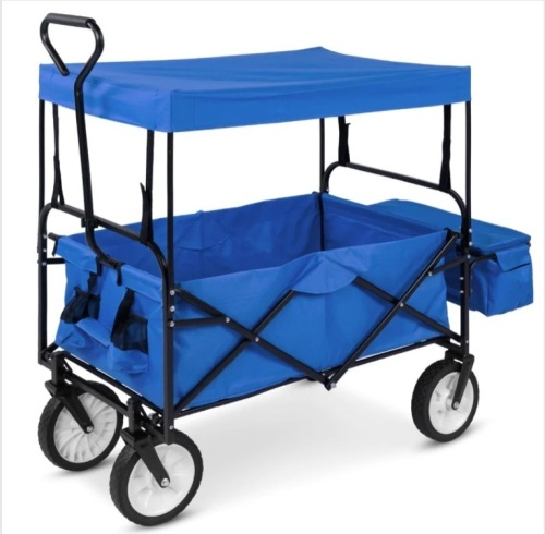 Utility Wagon Cart w/ Folding Design, 2 Cup Holders, Removable Canopy - Lot 131