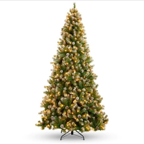 6ft Pre-Lit Pre-Decorated Christmas Tree w/ Flocked Tips, Pine Cones - Lot 407