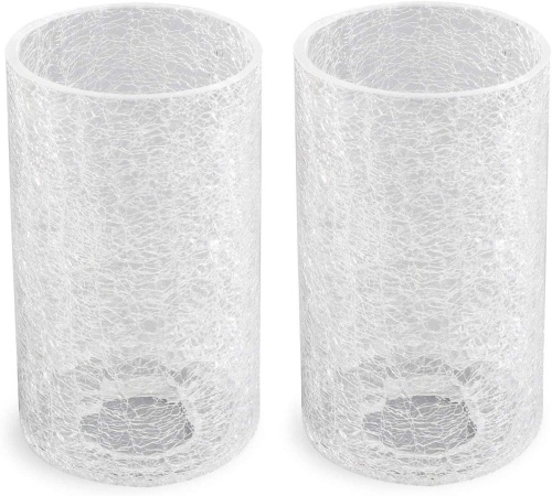 Eumyviv 2 Pk Replacement Clear Glass Lamp Shade with Crack Finish, 1-5/8-Inch Fitter Opening - Lot 406
