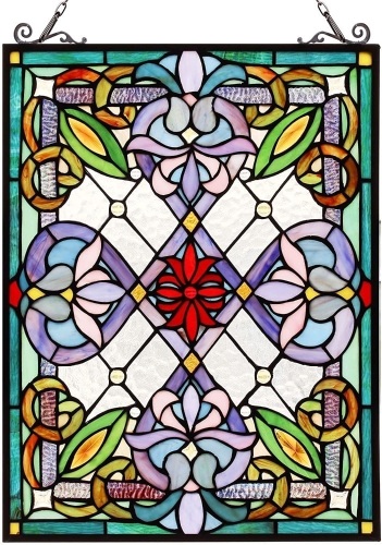 Capulina Victorian Style Stained Glass Window Suncatcher, 22"x17" - Lot 100
