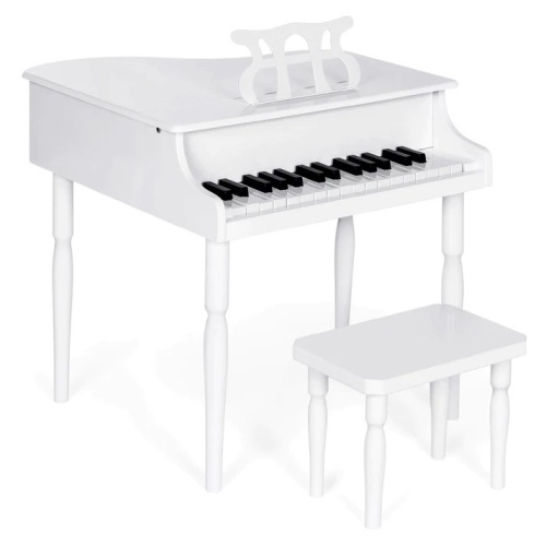 Kids Mini Wooden Grand Piano w/ Lid, Bench, Music Rack, Song Book, Stickers - Lot 2701