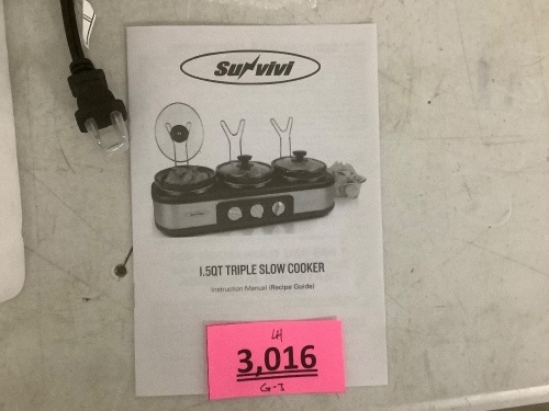 1.5qt Triple Slow Cooker - Lot 3016