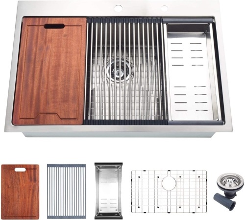 ARAUSK Drop in Kitchen Sink, 33 X 22 Inch Black Kitchen - Lot 3017