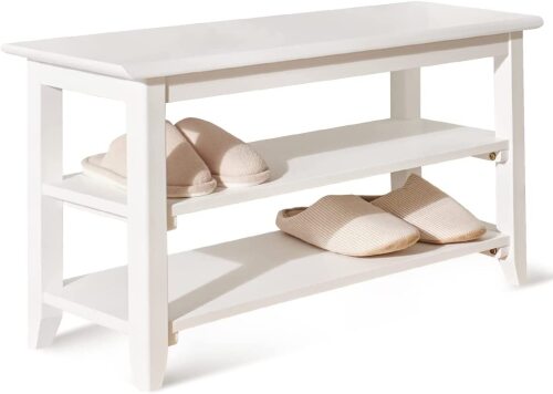 OGCAU Shoe Rack Bench,3 Tier Wooden Storage Bench, Shoe Organizer or Entryway Bench - Lot 3038