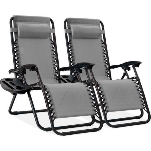 Set of 2 Adjustable Zero Gravity Patio Chair Recliners w/ Cup Holders - Lot 3224