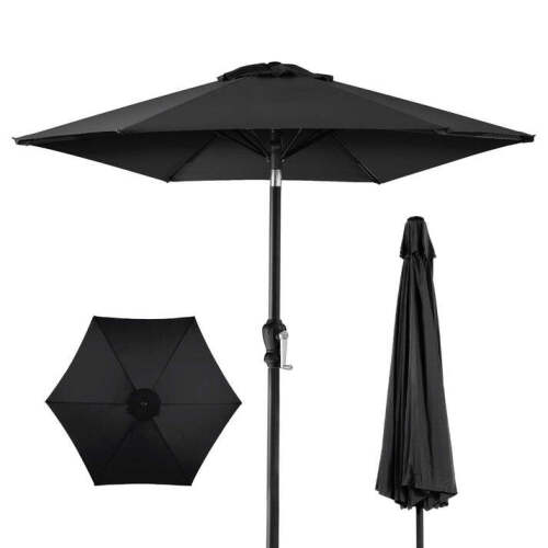 Outdoor Market Patio Umbrella w/ Push Button Tilt, Crank Lift - 7.5ft - Lot 3259