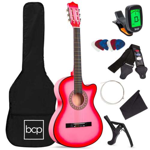 Beginner Acoustic Cutaway Guitar Set w/ Case, Strap, Capo - Lot 3263