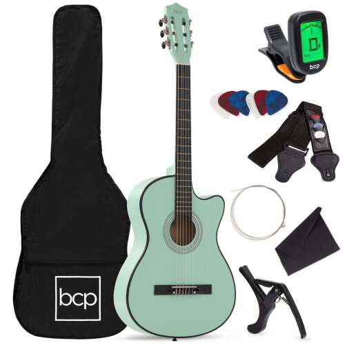 Beginner Acoustic Cutaway Guitar Set w/ Case, Strap, Capo - Lot 3265