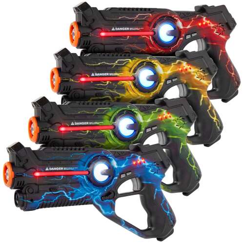 Set of 4 Infrared Laser Tag Blasters for Kids & Adults w/ 4 Settings - Lot 3342