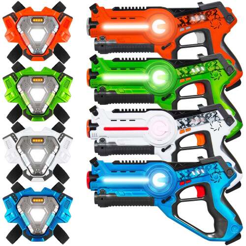 Set of 4 Infrared Laser Tag Blasters and Vests for Kids & Adults - Lot 3367
