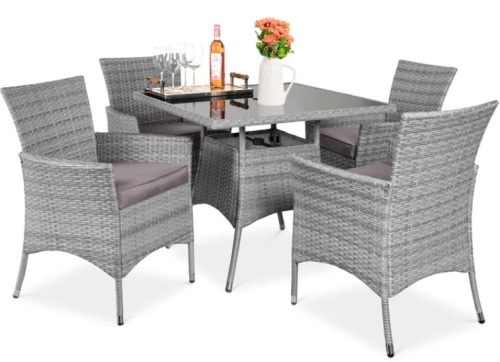 5-Piece Wicker Patio Dining Table Set w/ 4 Chairs - Lot 16