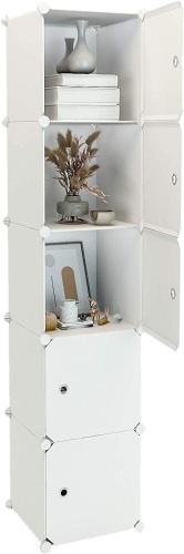 Aeitc 5-Cube (11.8"x11.8") Plastic Storage Shelving with Doors - Lot 376