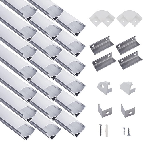 hunhun 20-Pack 3.3ft/1Meter V Shape LED Aluminum Channel System with Milky Cover - Lot 421