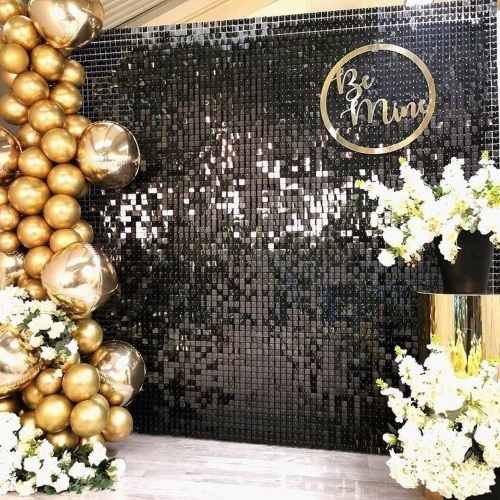 COKAOBE Black Shimmer Wall Backdrop, 24PCS, 12x12 each panel - Lot 138