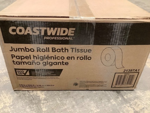 Box of 12 Rolls Coastwide Jumbo Roll Bath Tissue - Lot 391